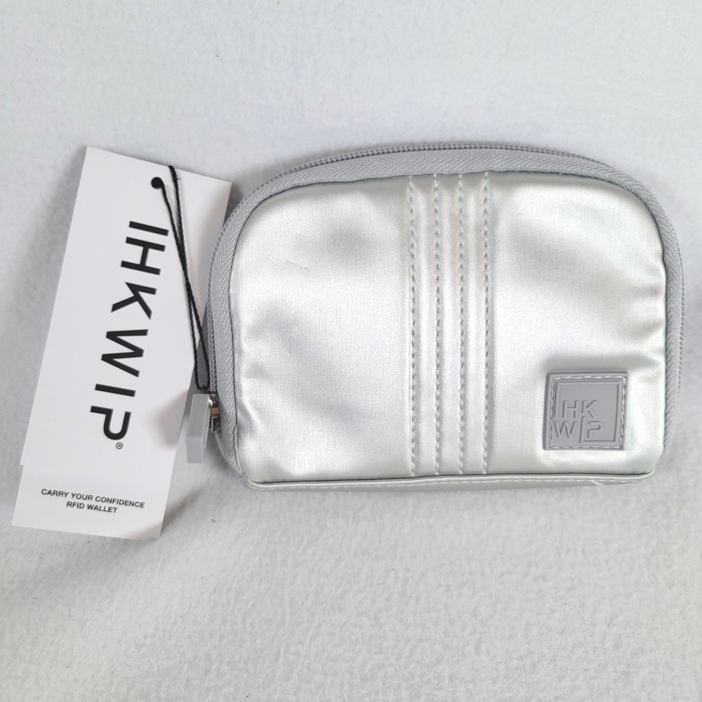 IHKWIP Womens RFID Zip Around Wallet Carry Your Confidence Silver Nylon Travel